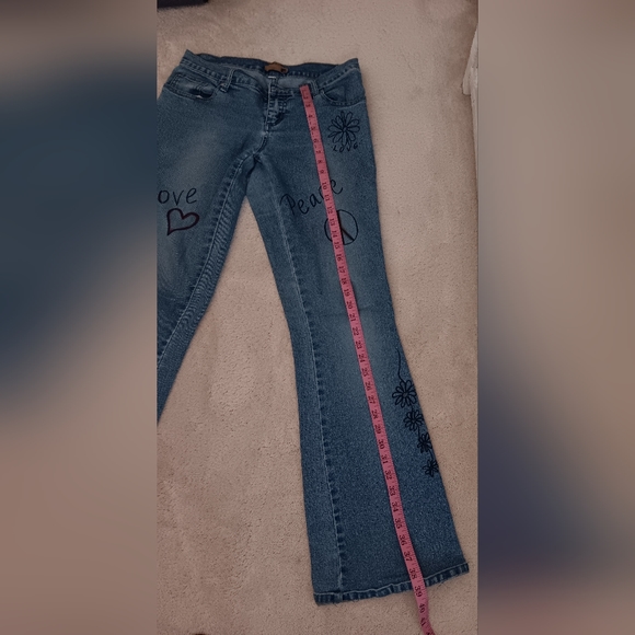 Forever 21~Retro 70's Wide Leg Bohemian Denim Jeans Low Rise - Picture 12 of 16